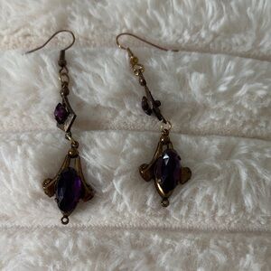 Art deco earrings with purple stones